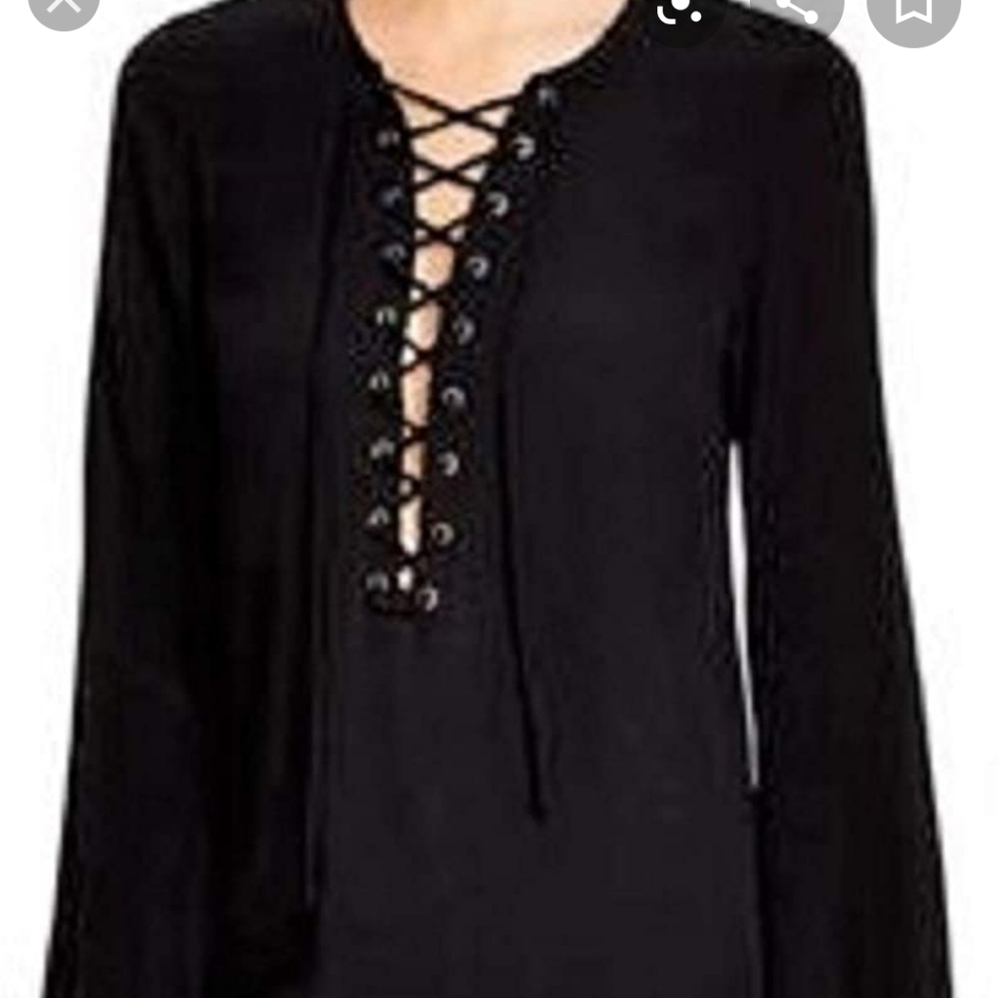 Cotton Candy black lace up top sz L